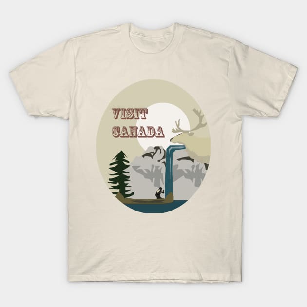 Visit Canada Retro Wilderness Landscape T-Shirt by MichelleBoardman